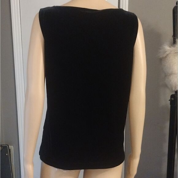 Chico’s Women's Size 2 Solid Black Velvety Stretchy Sleeveless Tank Top - Picture 5 of 10